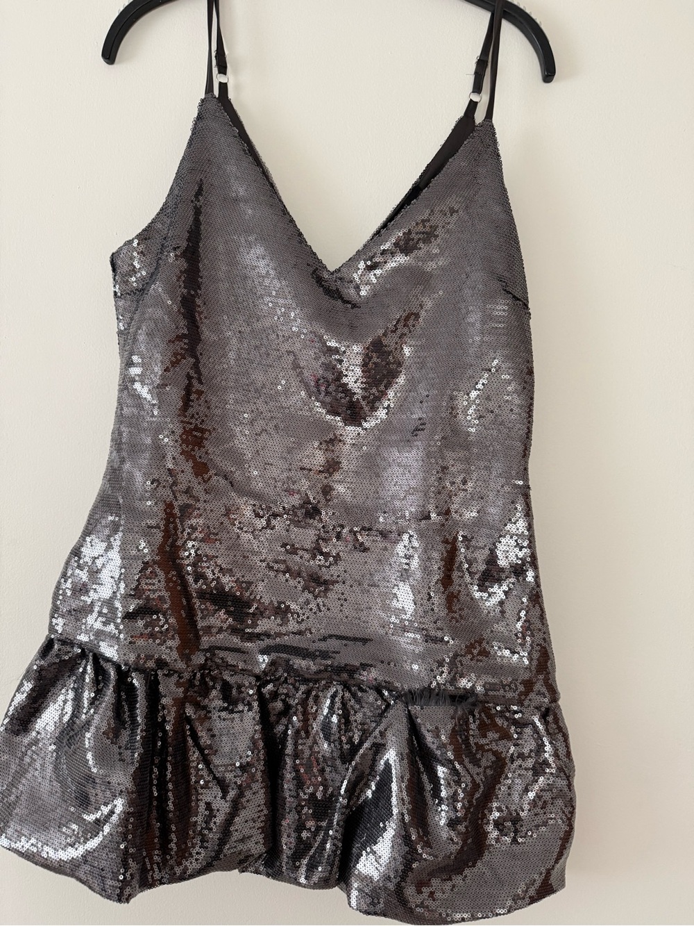 Forever 21 Silver Sequin Cowl Neck Mini Dress